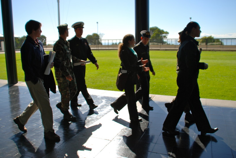 Students walking in corridor